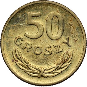 People's Republic of Poland, 50 pennies 1949, SAMPLE, brass