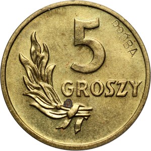 PRL, 5 groszy 1949, PRÓBA, mosiądz