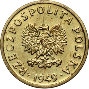 PRL, 5 groszy 1949, PRÓBA, mosiądz