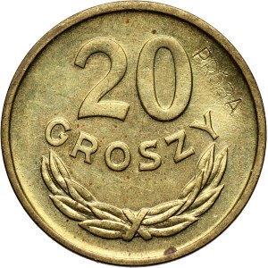 People's Republic of Poland, 20 pennies 1957, SAMPLE, brass
