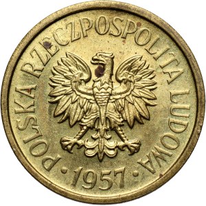 People's Republic of Poland, 20 pennies 1957, SAMPLE, brass