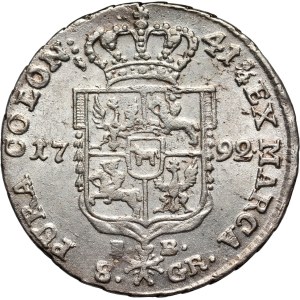 Stanisław August Poniatowski, deux zlotys (8 groszy) 1792 EB, Varsovie
