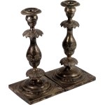19th century, Warsaw, Karol Filip Malcz, circa 1850, Pair of silver candlesticks