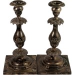 19th century, Warsaw, Karol Filip Malcz, circa 1850, Pair of silver candlesticks
