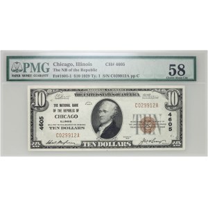 États-Unis d'Amérique, The Federal Reserve Bank of Chicago, 10 dollars 1929