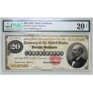 Vereinigte Staaten von Amerika, $20 1882, Goldzertifikat, Serie C