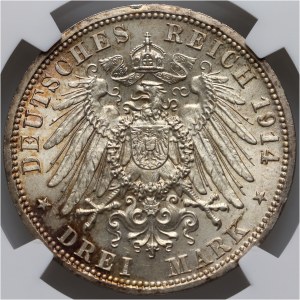 Germany, Lübeck, 3 Mark 1914 A, Berlin
