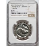 Germany, Wurttemberg, Wilhelm II, 3 Mark 1911 F, Stuttgart, Silver Wedding Anniversary, Proof