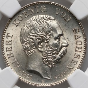 Germany, Saxony, Albert, 2 Mark 1902 E, Muldenhütten, Commemorating the death of King Albert