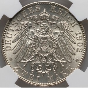 Germany, Saxony, Albert, 2 Mark 1902 E, Muldenhütten, Commemorating the death of King Albert
