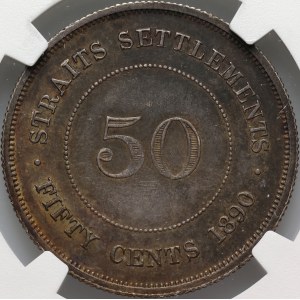 Straits Settlements, Victoria, 50 centů 1890 H, Heaton