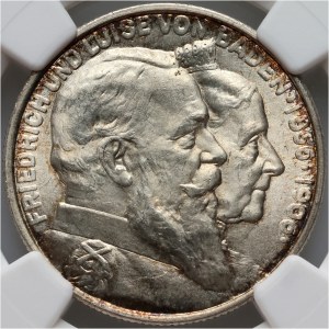 Allemagne, Baden, Friedrich I, 2 marks 1906, Karlsruhe, Jubilé d'or