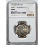 Allemagne, Baden, Friedrich I, 2 marks 1906, Karlsruhe, Jubilé d'or