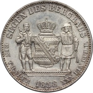 Germany, Sachsen, John V, Mining Thaler 1858 F, Dresden