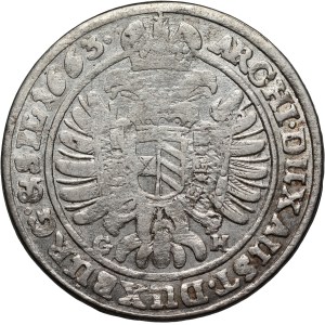 Silesia, Leopold I, 15 krajcars 1663 GH, Wrocław
