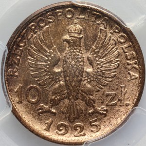 II RP, 10 gold 1925, Workers, Warsaw, PRÓBA, bronze