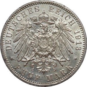 Germany, Lübeck, 5 Mark 1913 A, Berlin