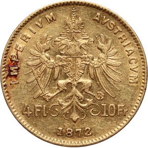 Austria, Franz Joseph I, 4 Florins = 10 Francs 1872, Vienna