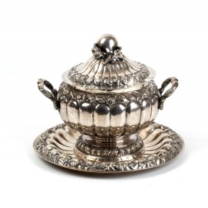 Italian solid silver tureen with dish