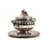 Italian solid silver tureen with dish