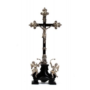 ANTONIO RUSSO Solid silver crucifix and wood