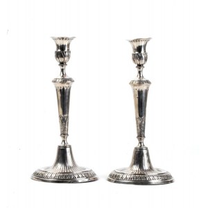 A pair of Italian silver candlesticks