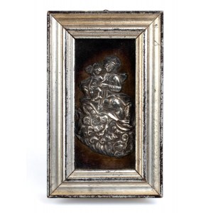 Italian solid silver plaque depicting the Virgin and the Child