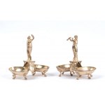 A pair of French solid silver salt cellars