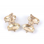 A pair of French solid silver salt cellars
