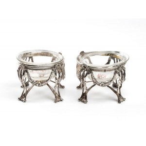 Pair of French solid silver salt cellars