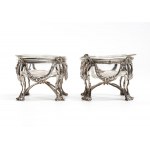 Pair of French solid silver salt cellars