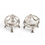 Pair of French solid silver salt cellars