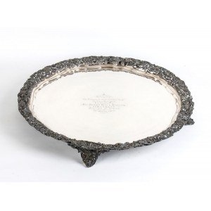 CATCHPOLE & WILLIAMS Large English sterling silver salver