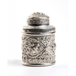 Silver Burma tea caddy