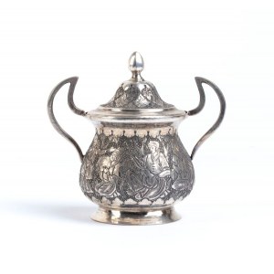 Solid silver Indian lidded cup