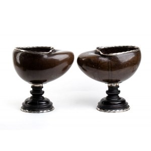 A pair of ornamental cups with coco de mer