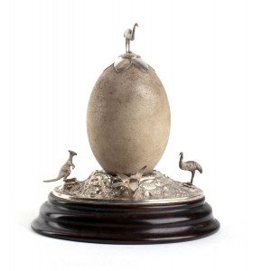 Silver-mounted Emu egg