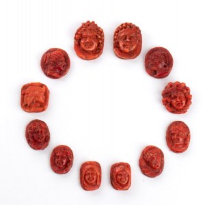 Lot of 12 coral cameos