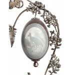 A pair of silver-plated mounted painted Emu eggs