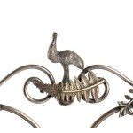 A pair of silver-plated mounted painted Emu eggs