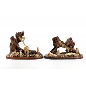 Pair of Chinese bone landscapes