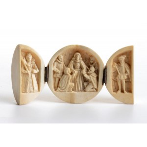 Carved ivory foldable triptych ball