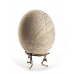 CHRISTOFLE Engraved ostrich egg on metal base