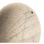 CHRISTOFLE Engraved ostrich egg on metal base