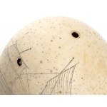 CHRISTOFLE Engraved ostrich egg on metal base