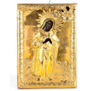 MAPPIN & WEBB - London & Paris, Russian icon with oklad depicting Anna the Prophetess