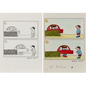 Bohdan Butenko (1931 Bydgoszcz - 2019 ), Gapiszon i pojazd, ilustracja do czasopisma Miś