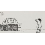 Bohdan Butenko (1931 Bydgoszcz - 2019 ), Gapiszon i pojazd, ilustracja do czasopisma Miś