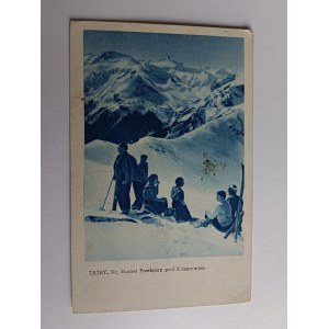 POSTCARD TATRA ON DRY PASS UNDER KASPROWY, SKIERS