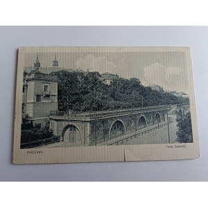 POHĽADNICA VARŠAVA, HRADNÁ TERASA, PREDVOJNOVÁ, V DOLNEJ ČASTI POŠKODENÁ, MIERNE NATRHNUTÁ